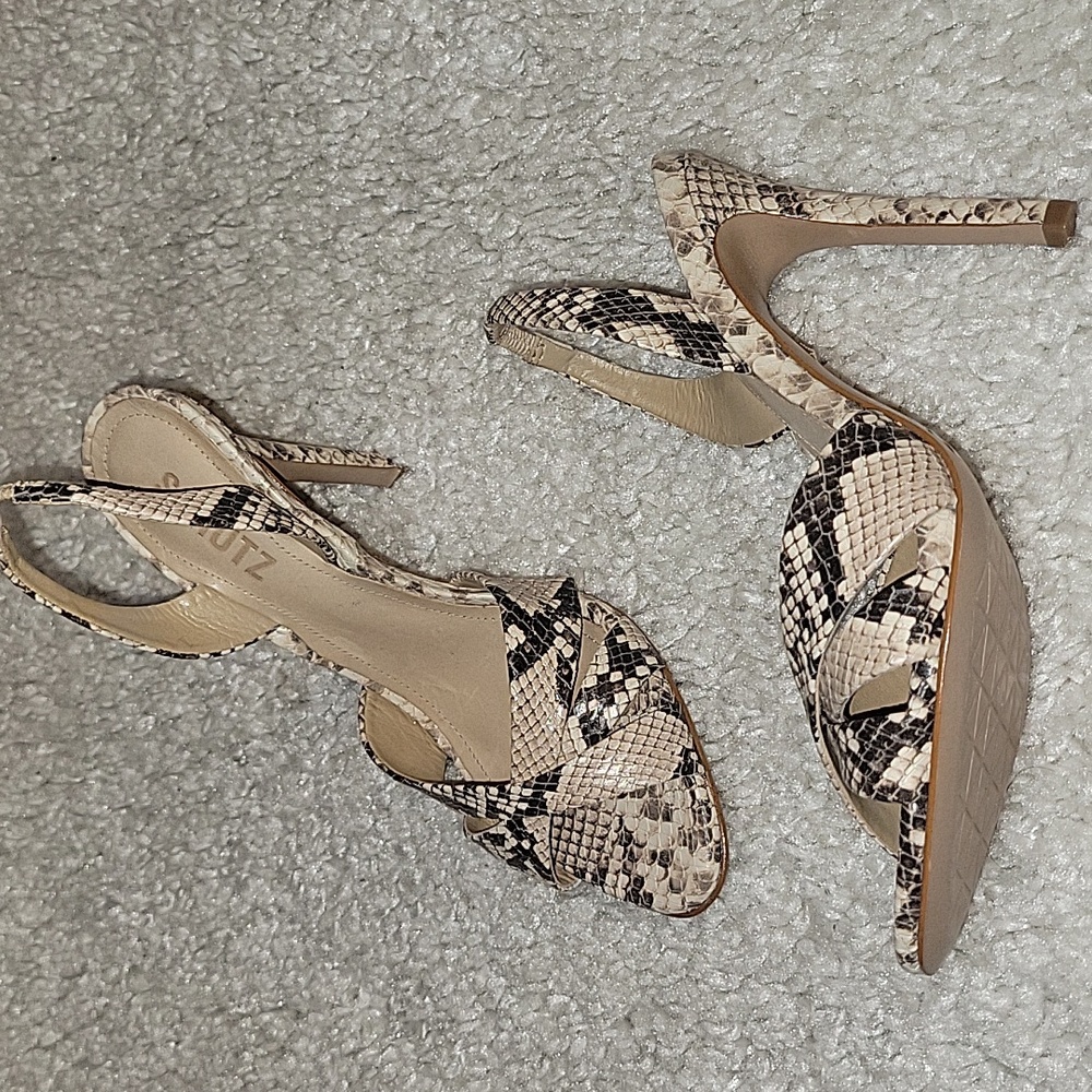 NEW KEEFA SCHUTZ snake Print Sling Back Heels Size 7 - Picture 3 of 16